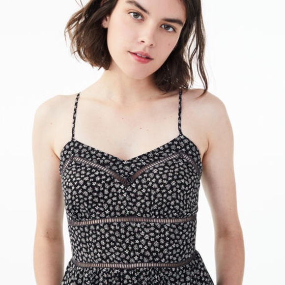 AEROPOSTALE NWT Floral Ladder Black & White Lace Romper - Picture 2 of 8